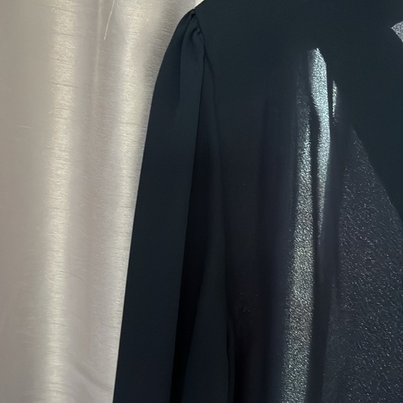 Nanette Lepore S navy blue blouses neck long sleeve with ruching pleated should - Picture 10 of 12